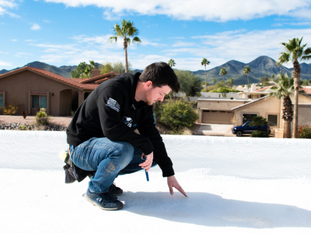 Roof Inspection by Axis Roofing on a Flat Foam Roof in Fountain Hills